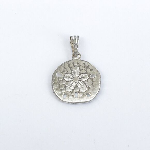 Vintage Silver-Plated Textured Sand Dollar Beach Jewelry Pendant - Picture 4 of 6